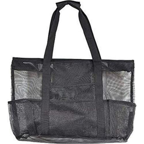 Black Mesh Swimming Bag Women Travel Zipper Make Up Makeup Case Organizer Storage Pouch Beach Toys Clothes Towel Bag