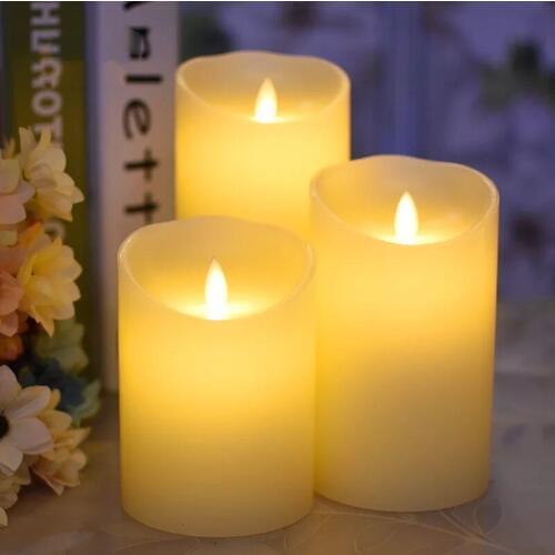 Dia.)10CM Flickering Flameless Pillar LED Candle Light Remote control moving wick melted edge Wedding Xmas BarParty Vary Height