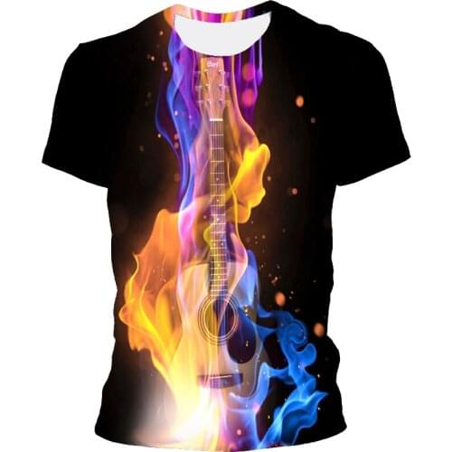 Personality Cool Style Note Graphic T Shirts Summer Casual Harajuku 3D Print Mens T-shirt Fashion Hip Hop Music Fan T-shirt Top