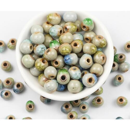 JHNBY 100pcs Chinese ceramic beads 6/8/10MM Round Spacer Porcelain Loose beads for Jewelry bracelets pendants making DIY Finding