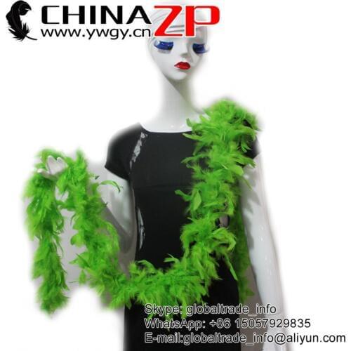 CHINAZP Factory 10yards/lot Cheap and Good Quality 40g Dyed Lime Green Turkey Feather Chandelle Boas