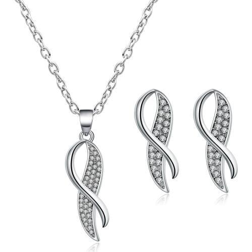 1Set Necklace Knot Women Crystal Earrings Pendant Jewelry Set Section Dangle Earrings For Anniversary Day Jewelry