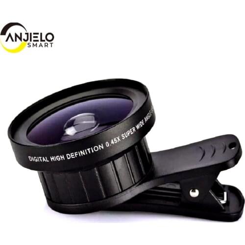 Anjielosmart 2 in 1Phone Lens 0.45X Wide Angle+12.5X Macro Lens Professional HD Phone Camera Lens For smartphone iphone Samsung