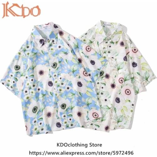 Men Floral Shirt 2021 Short Sleeve Summer Printed Beach Vintage Collar Casual Hawaiian Fashion M L XL XXL Loose Holiday Tops
