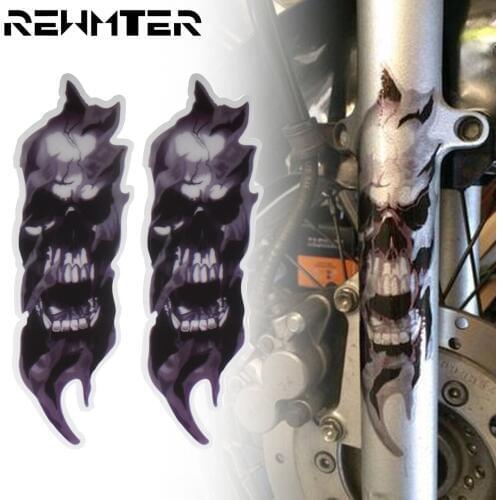 2PCS Motorcycle Front Fork Skull Zombie Decals Graphic Stickers For Harley For Honda For Yamaha For Kawasaki For suzuki