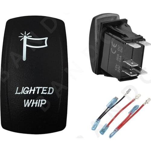 LIGHTED WHIP Rocker Switch 5P ON-OFF SPST White Led Lights Push Switch for Car Boat Marine Vehicle，Jumper Wires，Boat Accessory