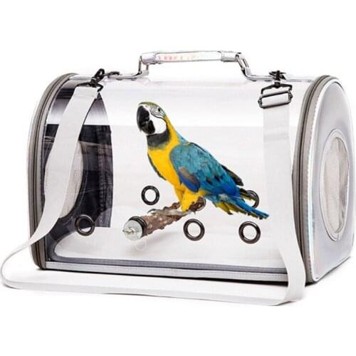 Bird Carrier with Stand Perch Portable Bird Travel Cage Breathable Parrot Transport Travel Bag Go Out Backpack for Small Animals