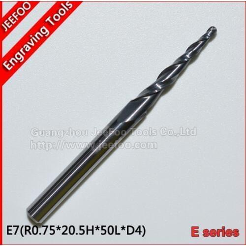 R0.75*20.5H*D4*50L*2F Solid carbide Coated Tapered Ball Nose Bits E Series