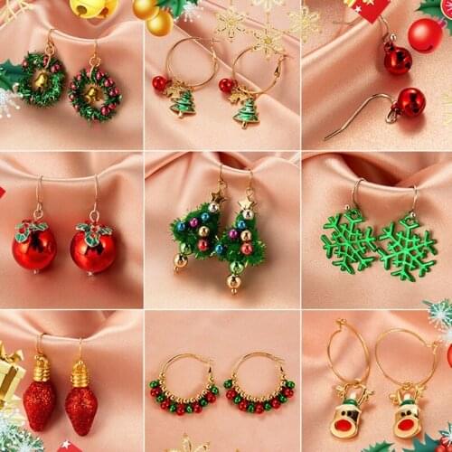 Christmas Earrings for Women Classic Charm Drop Earrings for Girls Xmas Female Jewelry Hook Short Dangle Earring Xmas Gifts