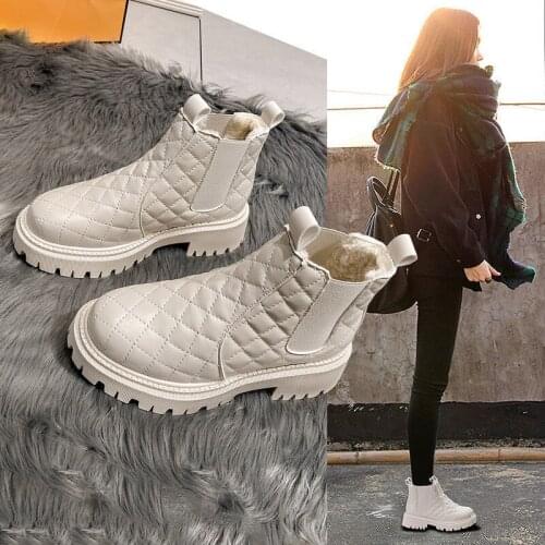 Martn Boots Womens British Style 2021 New Non-slip Snow Boots Cotton Shoes Womens Winter Plus Velvet Thick Bottom Warm Ankle