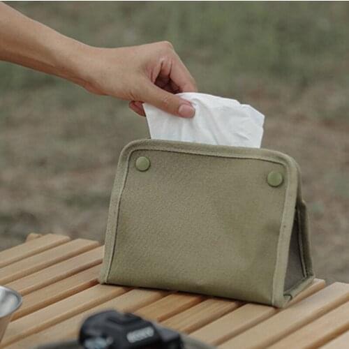 Canvas Tissue Box Durable Snap Design Large Capacity Foldable Portable Facial Tissue Organizer For Outdoor Camping Декор Комнаты