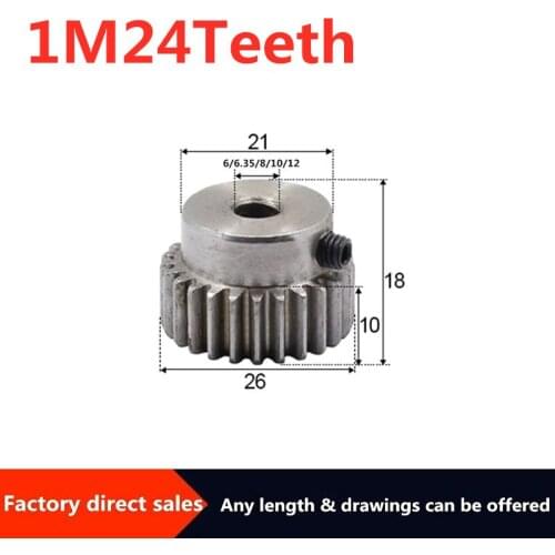 1pcs 1M 24teeth modulus gear 6/8/10/12mm reduction gears modulus gear DIY Micro Motor Transmission Parts Gear Box Mating Parts