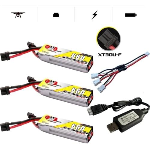 GNB 2S HV Lipo Battery Charger Set 7.6V 660mAh 90C/180C With XT30U-F Plug for Happymodel FPV Racing Cine Whoop BetaFPV RC Drone