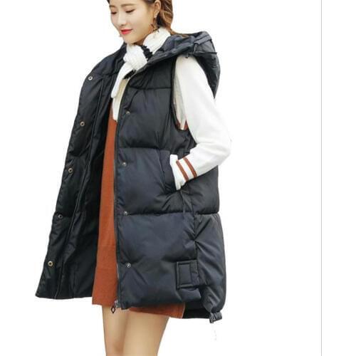 Women Fashion Autumn Winter Vest 2018 New Medium-Long For Winter Vest Female Hooded Warm Waistcoat Sleeveless Vest Mujer Q1155