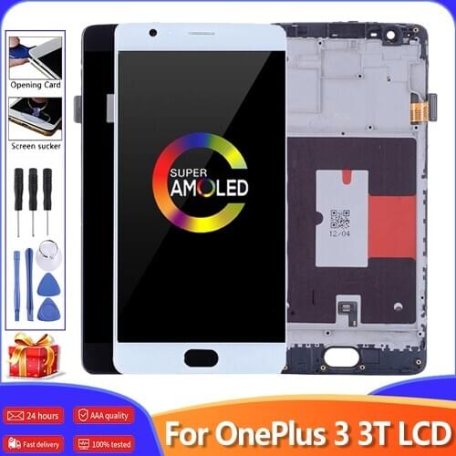 5.5'' AMOLED For Oneplus 3 LCD Display Touch Screen With Frame Assembly For One Plus 3T A3000 A3010 A3003 LCD Screen Display