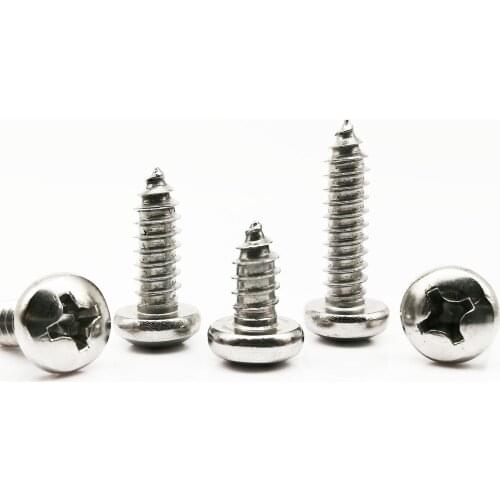 10/50pcs M1 M1.2 M1.4 M1.7 M2 M3 M4 M5 M6 Mini Small 304 Stainless Steel Cross Phillips Pan Round Head Self Tapping Wood Screw