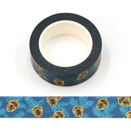 10pcs/Lot 15mm x 10m Pine Needles Gold Foil Pine Cone Washi Tape Scrapbook Paper Masking Adhesive Christmas washy tape