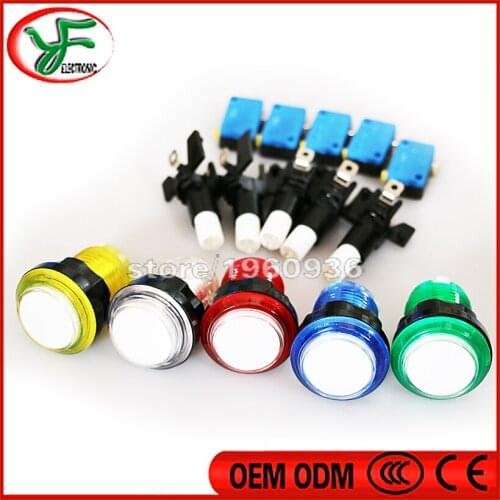 10pcs/lot Arcade LED transparent Illuminated Push Button with microswitches for Arcade Game Cabinet Accessories Machine Parts