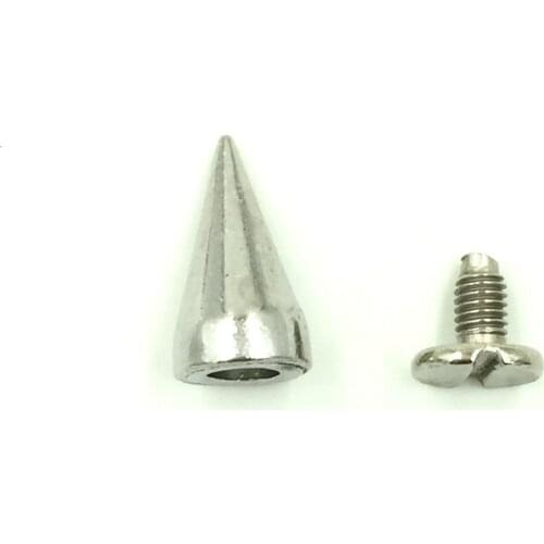 100 Sets Silver Tone Punk Cone Spike Studs Spots Rivets Crafts Clothes Shoes Findings 13x7mm