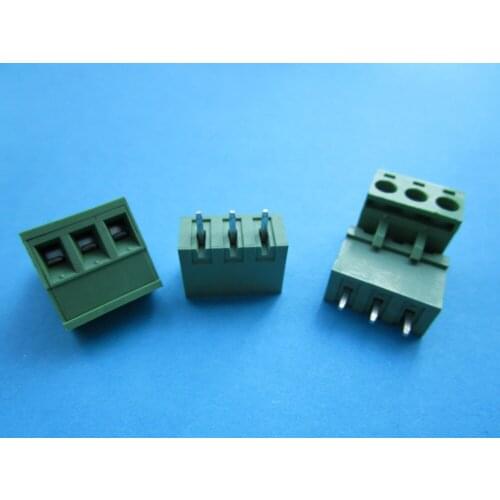 100 Pcs Close Straight 3 pin/way Pitch 5.08mm Screw Terminal Block Connector Green Color Pluggable Type With Straight pin