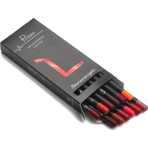 12pcs/lot Pudaier Matte Lip Liner Pen Lipliner Pencil Waterproof Long Lasting Lipstick Liner Nude Mate Eyeshadow Eye Liner