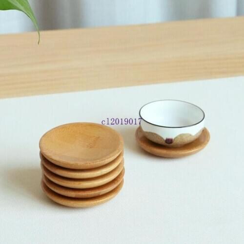150pcs Natural bamboo small round dishes Rural amorous feelings wooden sauce and vinegar plates Tableware plates tray#2