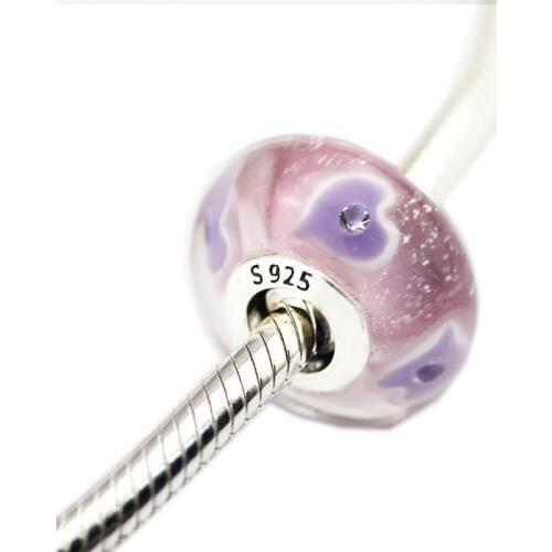 2018 Mothers Day Gifts Plentiful Hearts Murano Glass Charm DIY Fits for Original Charms Bracelets 925 Sterling Silver Jewelry