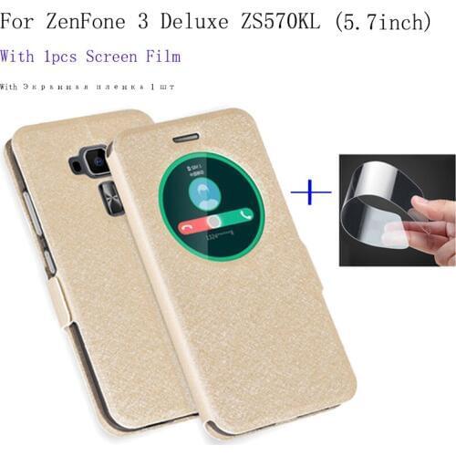 5.7inch Smart View Window Shell For ASUS ZenFone 3 Deluxe ZS570KL Case Cover flip PU Leather phone cases ZenFone3 back cover