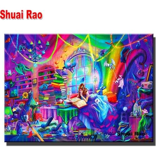 Fantasy MAGIC STUDY diamond painting cross stitch Full Square Round diamond embroidery Cartoon Crystal mosaic Home Decoration