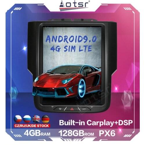 128GB PX6 Android Tesla Style Car Radio Player For Dodge RAM 1500 2500 3500 GPS Navigation Vertical Screen CARPLAY DSP 4G SIM