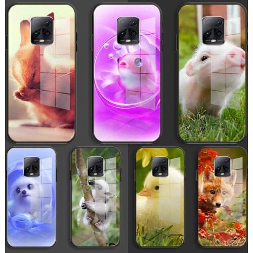 Soft Glass Balck Case For Xiaomi Redmi 9a 8A 7A Note 9 8 7 Pro Y3 9S 8T Prime Coque Cover Cute little animals