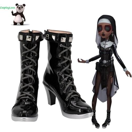 CosplayLove Identity V Enchantress Patricia Dorval Reservist Black Cosplay Shoes Long Boots Leather Custom Hand Made
