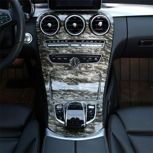 For Mercedes Benz C Class W205 2015-2018/GLC X253 2016-2019 Marble Color Style Center Console Panel Decoration Cover Trim 2pcs