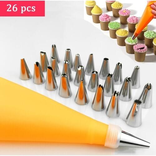 26 Sets Of Stainless Steel 24 Head Cake Mouth Enamel Bag DIY Baking Set Pastry Cake Squeezing Utensils