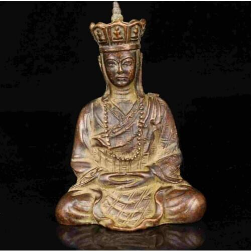 China Old Collectible Hand - Carved Red Copper Tangseng Statue Desktop Items