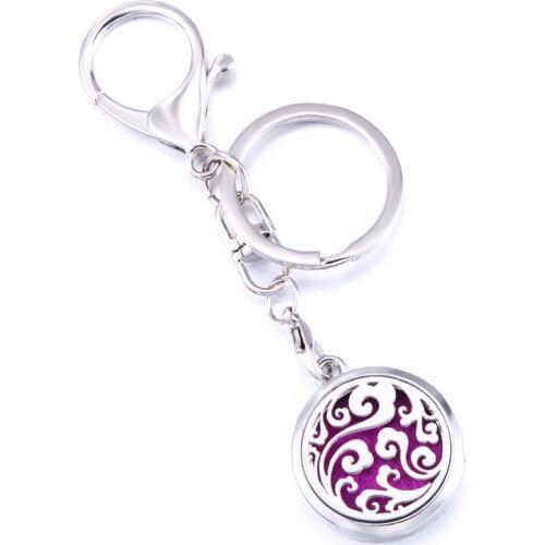 Colorful Clouds Stainless Steel Fashion Perfume Aroma Locket Keychain Aromatherapy Essential Oil Diffuser Keyring Jewelry