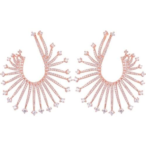 LARRAURI Charm Shiny Crystal Cubic Zircon Big Statement Earrings with Jewellery Fashion Christmas Gift for Women Earrings