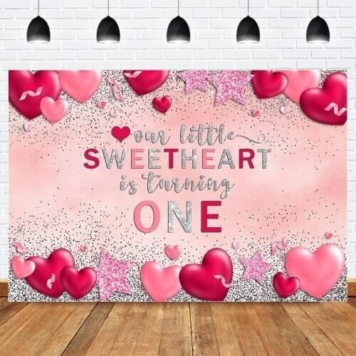 Sweetheart Backdrop for photography Newborn Baby One Birthday Background Valentines Day Red Heart Backdrops for Photo Studio