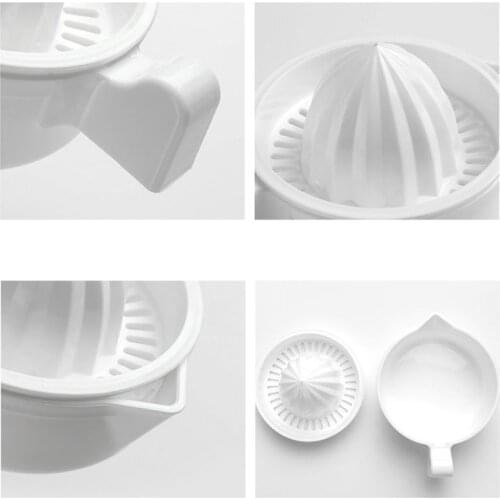 M7DF Mini Plastic Double Layer Household Manual Citrus Juicer Orange Lemon Fruit Squeezer Cup With Handle Pour Spout Portable