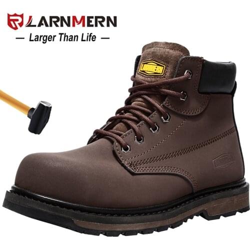 LARNMERN Mens Work Safety Shoes Breathable Construction Protective Footwear Steel Toe Anti-smashing Non-slip Sand-proof Shoes