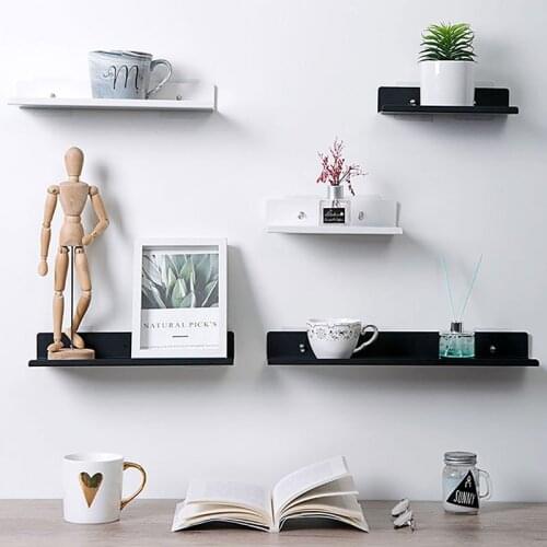 Wall-Mounted Storage Shelf Punch-Free Sticker Wall Home Bedroom In-line Partition Storage Racks Bookshelf Shelving For Books