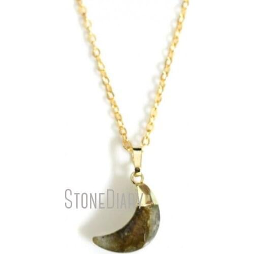 10Pcs Labradorite Chains Necklaces Gold Color Faceted Moon Chains Necklaces For Sale 16inch-20inch NM14619