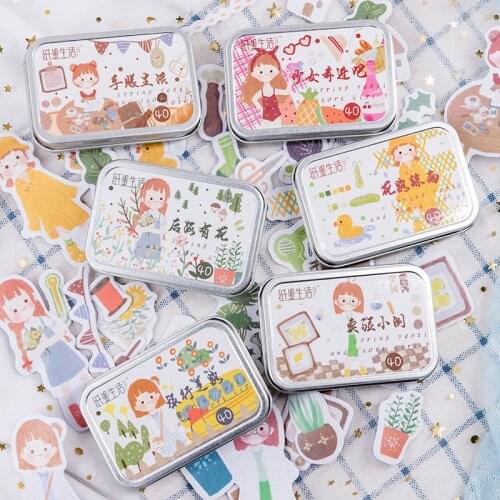 New vintage young girl paper diary sticker Scrapbooking Decoration label Tin case sticker 1 lot = 12 packs wholesale