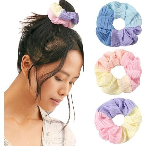 Scrunchie Stretch Headband Scrunchies Hair Tie Women Girls Ponytail Holder Rope Chiffon Headwear Hair Accessories 1030B