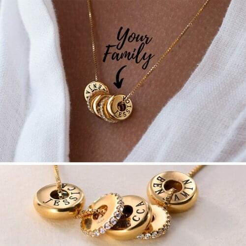 Hot Selling DIY Custom Necklace Engravable Name Necklace For Women Family Name Digital Pattern Customization Pendant Necklaces