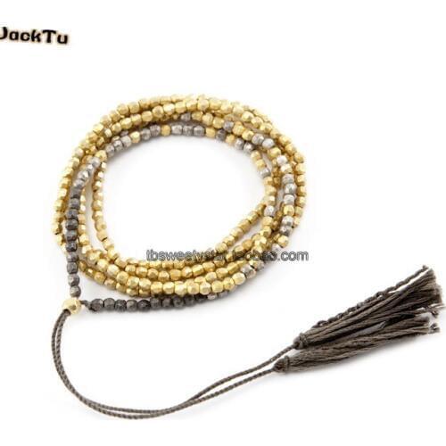 Multicolor laser beads necklace for woman can wrapped as bracelet