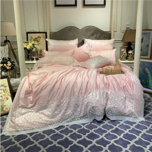Romantic lace bed linen sheets Egyptian cotton bedding sets duvet cover 1/4/6pcs newest queen king bedspreads
