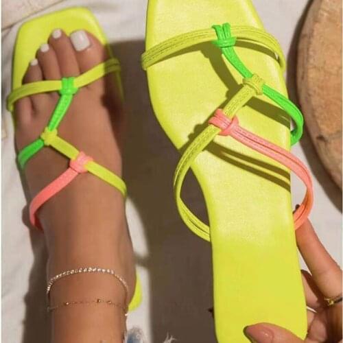 Women Knot Slippers 2021 Summer Womens Casual Slides Ladies Cross Straps Flats Female Beach Shoes Woman Footwear Big Size 43