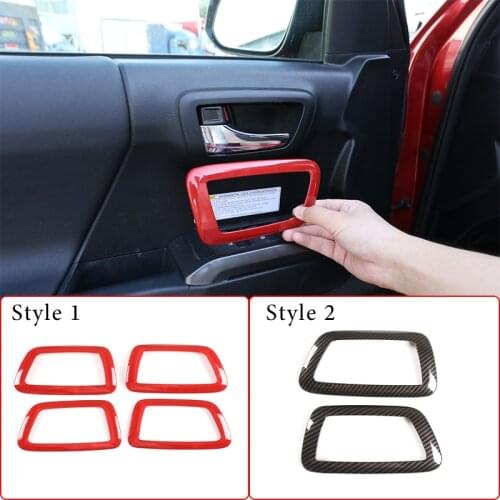 ABS Carbon Fiber Inner Door Handle Catch Cover Bowl Cup Trim Decoration For Toyota Tacoma 2016-2020 Car Modification Accessories