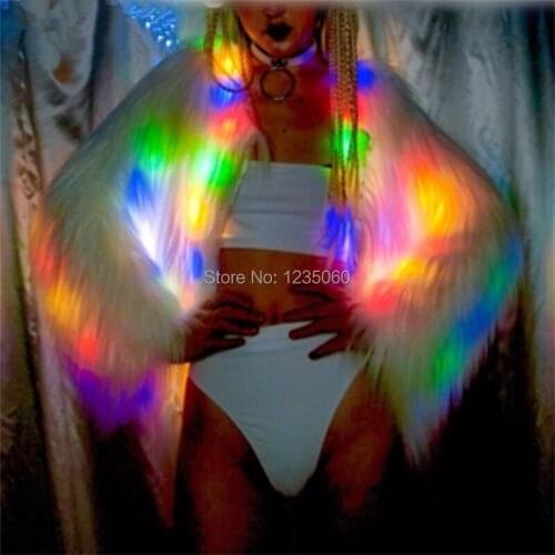 Colorful LED Bright stage Coat outfit costumes female luminous jacket Bar dance show singer dancer nightclub performance Costume